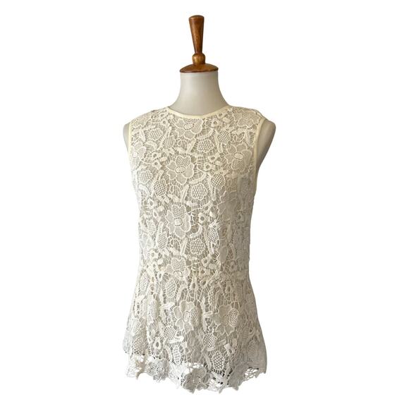 CAbi White Floral Lace Sleeveless Top with Back Zip – Size M - Picture 1 of 5